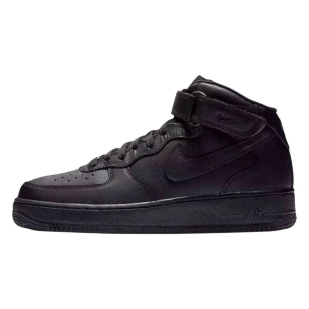 NIKE Air Force 1 Mid 'Triple Black' Sneakers Size 6.5Y/W8